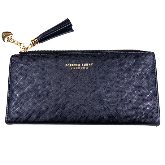 : Aureline Long Wallet - Midnight Black - Emilia Charms