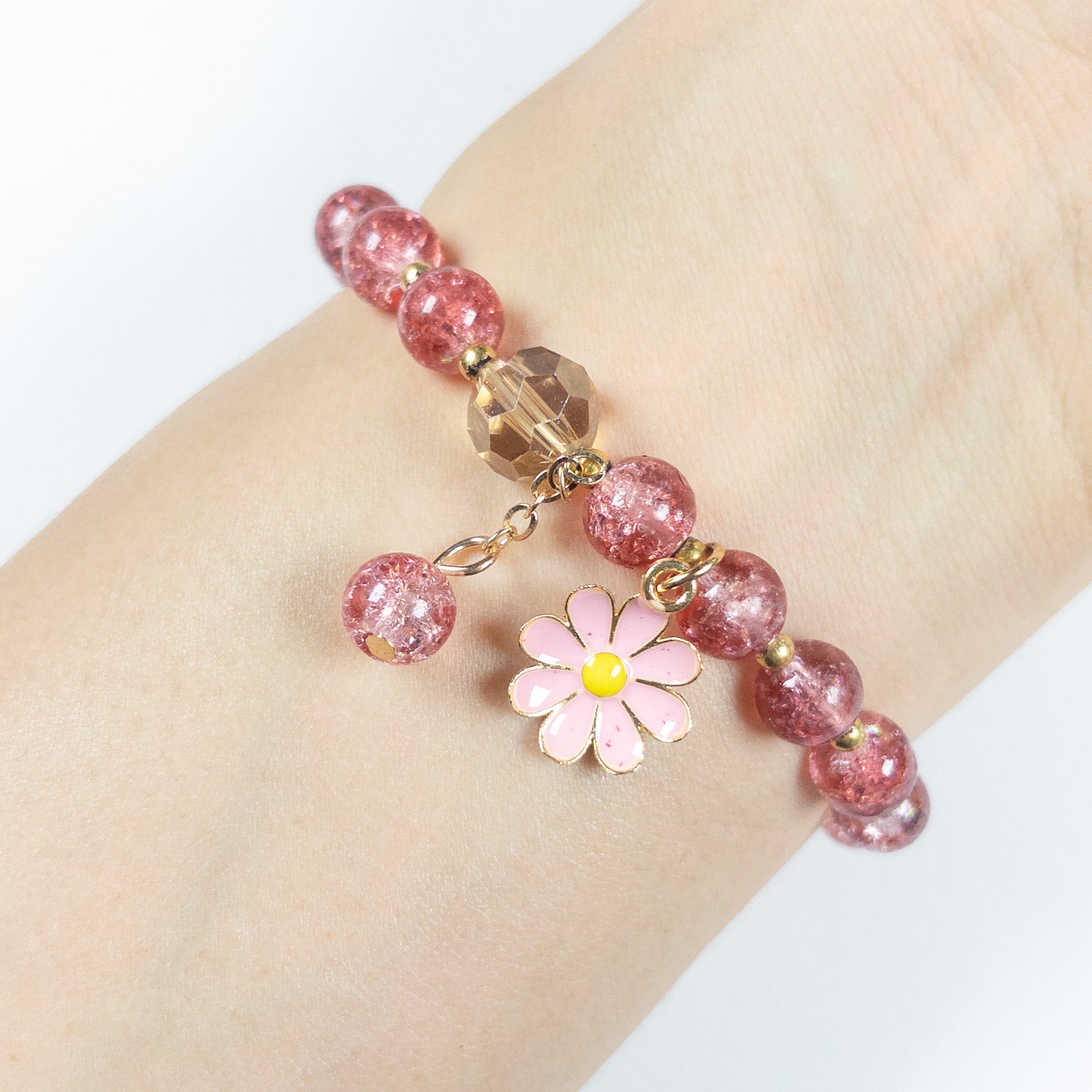 : Fleurine Charm Bracelet - Crimson Bloom - Emilia Charms